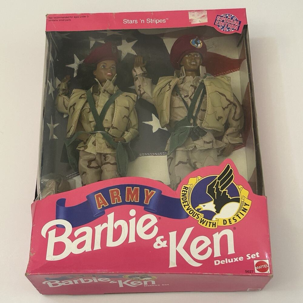 Army Barbie and Ken Deluxe Set Stars ‘N Stripes 1992 Special Edition 5626 NOS